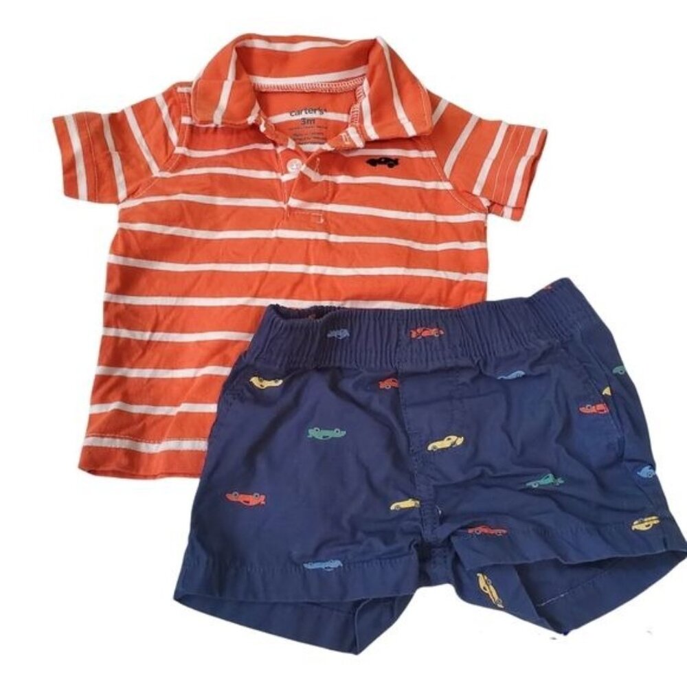 Carter's Matching set  Cars Printed‎ Shorts & Short Sleeve shirt Sz 3 Months